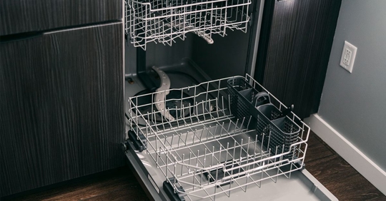 image of an open dishwasher