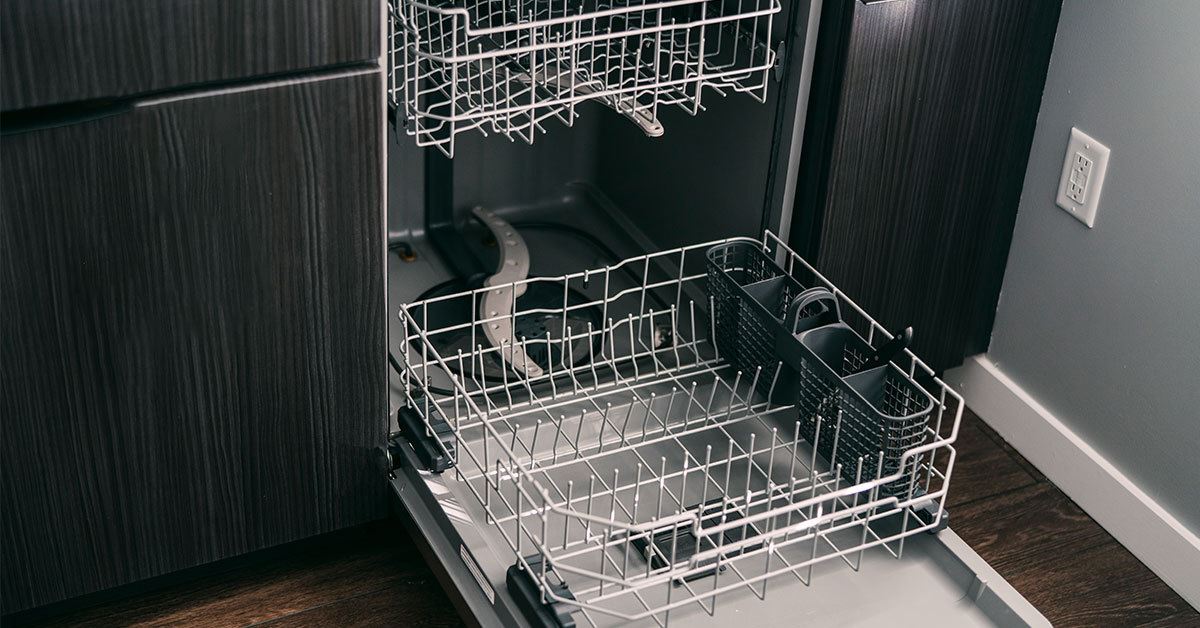 image of an open dishwasher