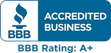 %Title% | Advanced Air Home Services BBB Accredited Business logo with torch symbol and text stating “BBB Rating: A+” on a blue and white background.